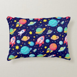 Colourful Space Cartoon Pattern Decorative Cushion