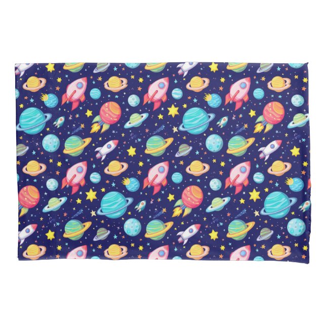 Colourful Space Cartoon Pattern Pillowcase (Front)