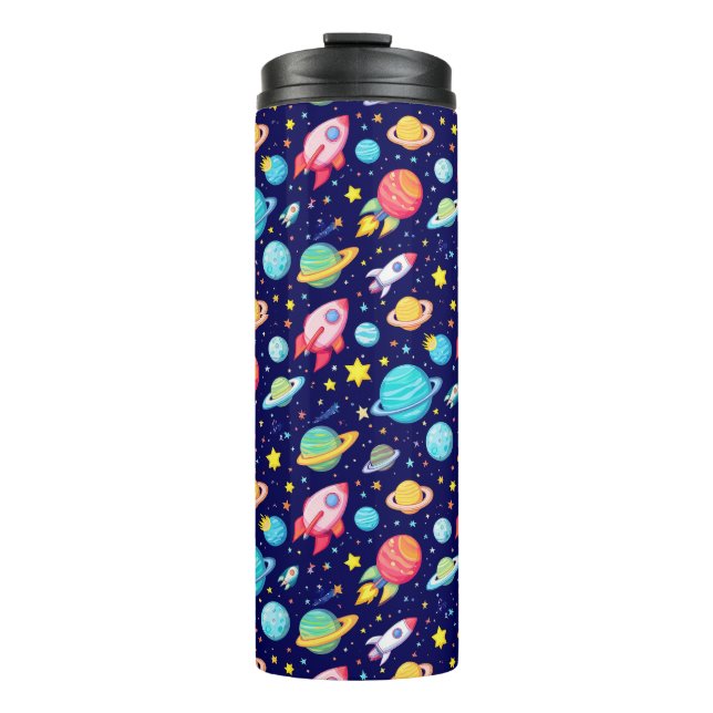 Colourful Space Cartoon Pattern Thermal Tumbler (Front)