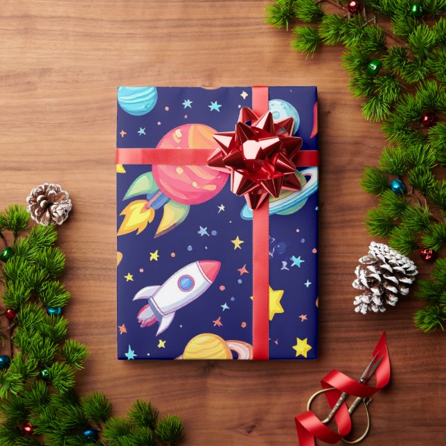 Colourful Space Cartoon Pattern Wrapping Paper (Holiday Gift)