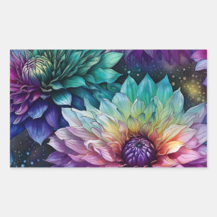 Colourful Space Dahlia Flower Rectangular Sticker