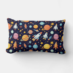 Colourful Space Exploration Pattern Lumbar Cushion