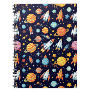 Colourful Space Exploration Pattern Notebook