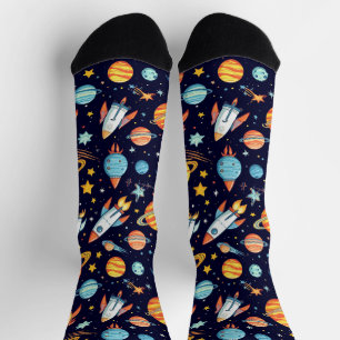 Colourful Space Exploration Pattern Socks