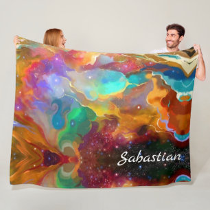 Colourful Space Galaxy Nebula Personalised Fleece Blanket