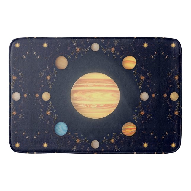 Colourful Space Illustration Bath Mat (Front)