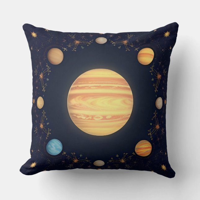 Colourful Space Illustration Cushion (Front)