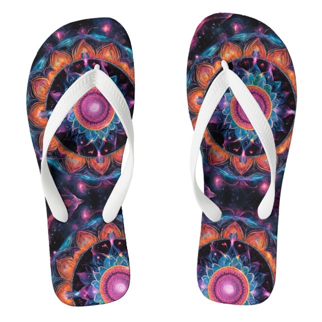 Colourful Space Mandala Jandals (Footbed)