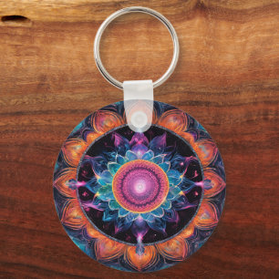 Colourful Space Mandala Key Ring