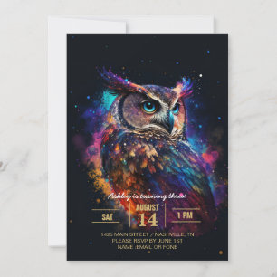 Colourful Space Owl            Invitation