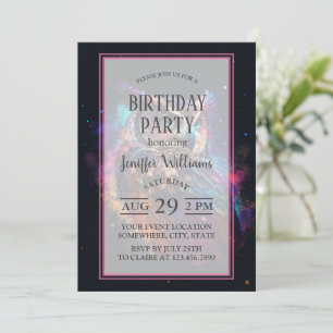 Colourful Space Owl           Invitation