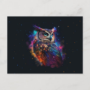 Colourful Space Owl Postcard