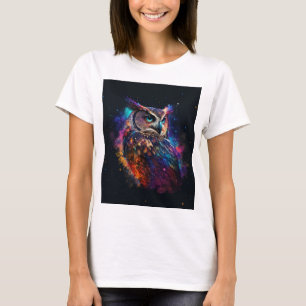 Colourful Space Owl               T-Shirt