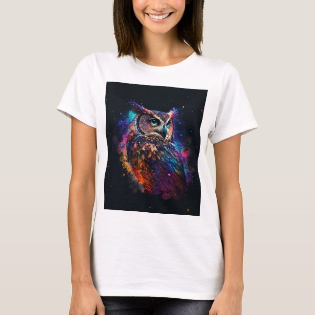 Colourful Space Owl               T-Shirt (Front)