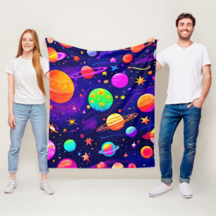 Colourful Space Pattern Fleece Blanket