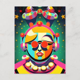 Colourful Space Person Pop Art Postcard