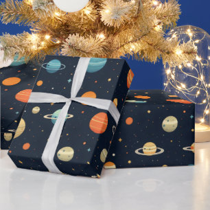Colourful Space Planet Pattern Wrapping Paper