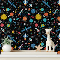 Colourful Space Rocket Kids Peel and Stick
