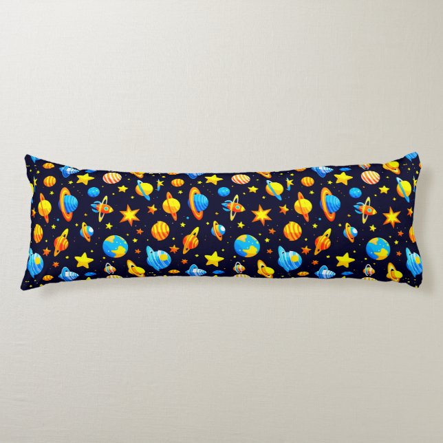 Colourful Space Theme With Planets Body Cushion (Front)
