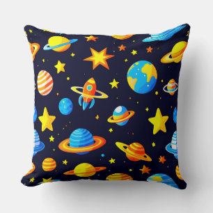 Colourful Space Theme With Planets Cushion