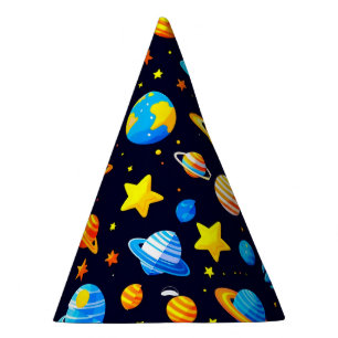 Colourful Space Theme With Planets Party Hat