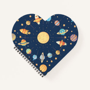 Colourful Space-themed Pattern with Planets Notebook