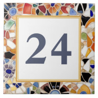 Colourful Spanish Faux Mosaic House Door Number
