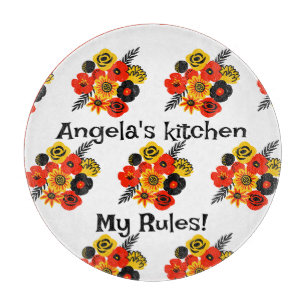 Colourful Spanish flowers editable text Cutting Board