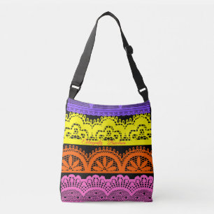 Colourful Spanish lace floral design-no.2 Crossbody Bag