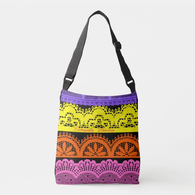 Colourful Spanish lace floral design-no.2 Crossbody Bag (Front)