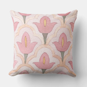 Colourful Spanish tile Watercolor floral decorativ Cushion