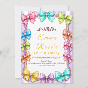 Colourful Sparkle Ribbon Party Invitation
