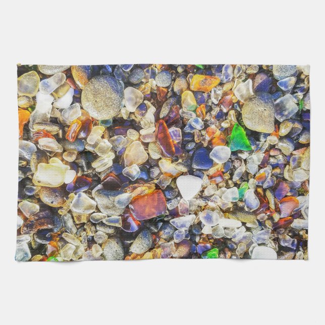 Colourful Sparkling Sea Glass Tea Towel (Horizontal)