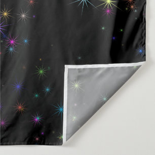 Colourful sparkling stars in night sky black desig tapestry