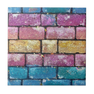 Colourful Sparkly Brick Pattern Tile