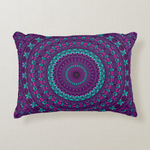 Colourful Sparkly Jewel Tone Mandala Digital Art Decorative Cushion