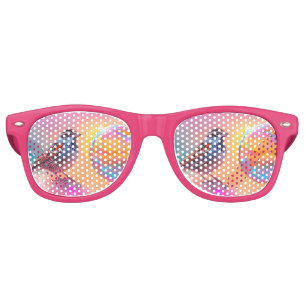 Colourful Sparrow and Rainbow Bubble  Retro Sunglasses
