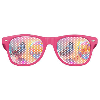 Colourful Sparrow and Rainbow Bubble  Retro Sunglasses
