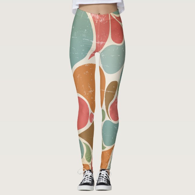 Colourful Spatters: Abstract Retro Pattern. Leggings (Front)