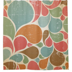 Colourful Spatters: Abstract Retro Pattern. Shower Curtain