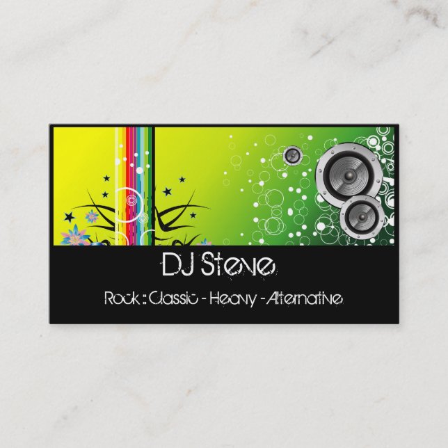 Colourful Speakers Band DJ Music Business Cards (Front)