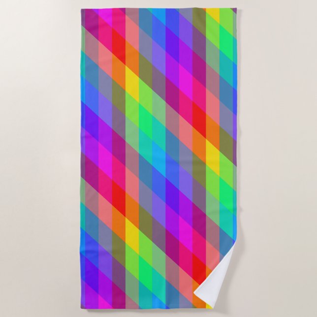 Colourful Spectral Prisms Beach Towel (Front)