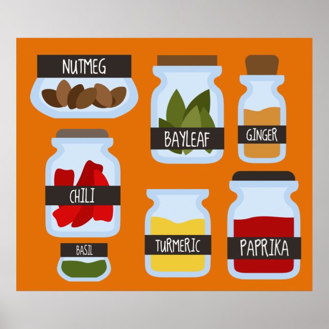 Colourful spice jars cooking style poster (Front)