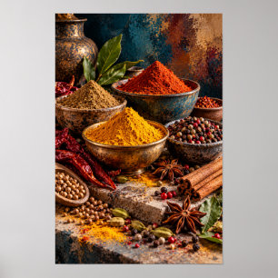 Colourful Spices and Aromatic Herbs – Rustic Culin Poster