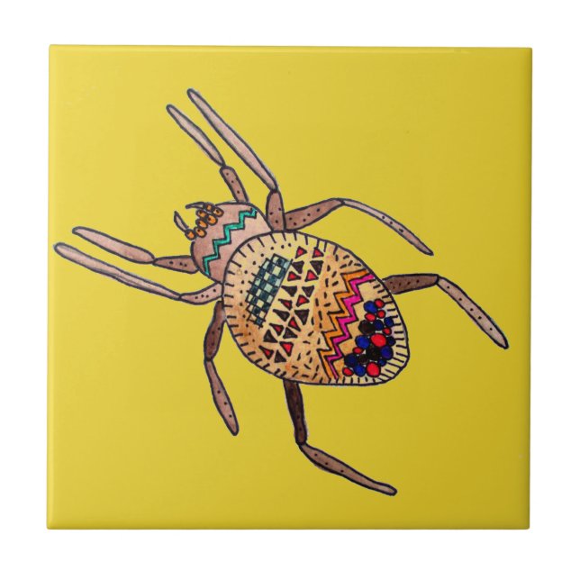 Colourful Spider arachnid art Tile (Front)