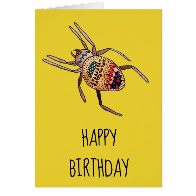 Colourful Spider birthday arachnid art (Front)