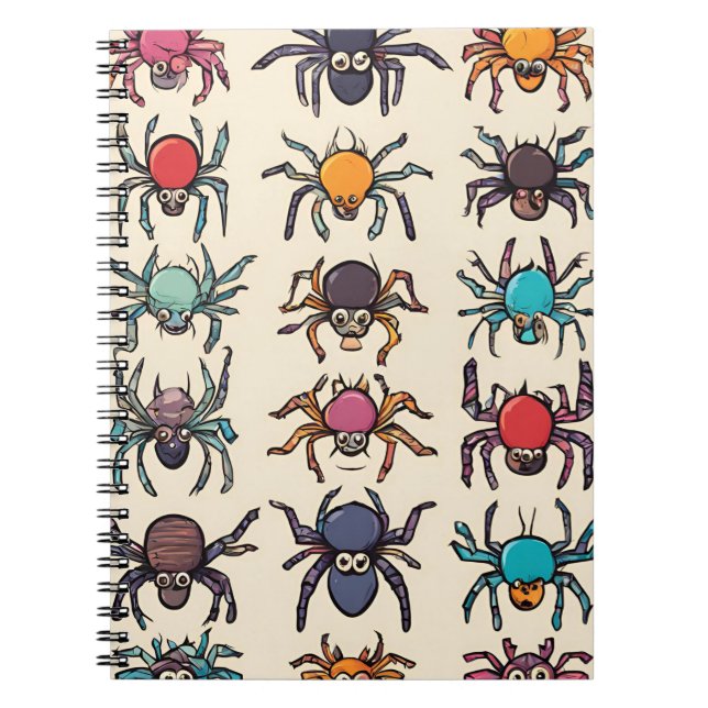 Colourful Spider Notebook – Unique Cartoon Design (Front)
