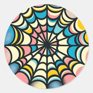Colourful Spider Web Pastel Halloween Stickers