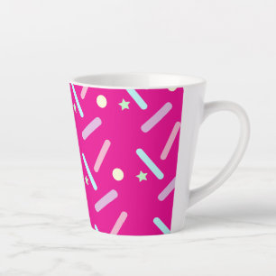Colourful Spinkles Pastel Pattern Bright Pink Latte Mug
