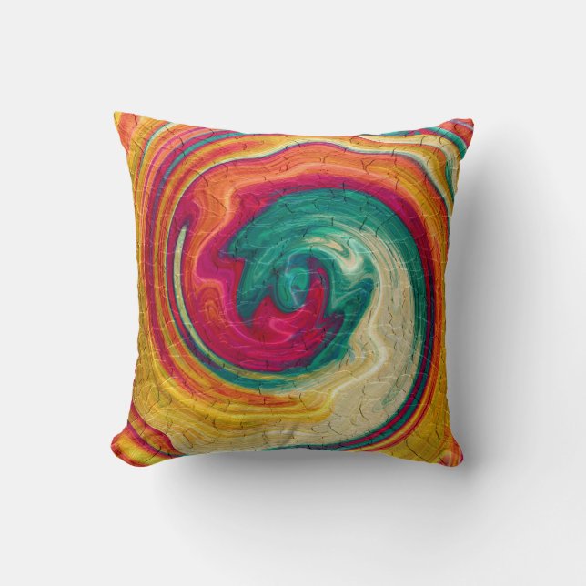 Colourful Spiral Abstract Art Cushion (Front)